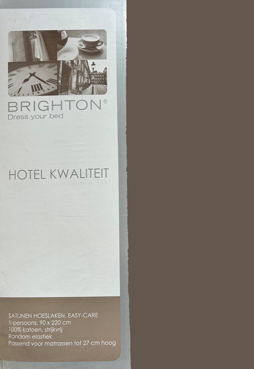 Brighton Hoeslaken - 100% Katoen Satijn - Eenpersoons - 90x220 cm - Taupe