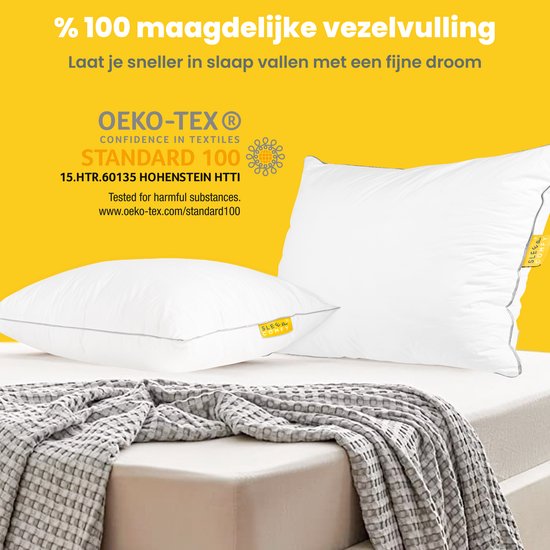 Oreiller Sleep Comfy de qualité hôtelière | 60x70 cm - Set de 2 - Essai de 30 jours - Comfort ultime - Soulage les douleurs cervicales et dorsales - Orthopédique et ergonomique - Convient à toutes les positions de sommeil