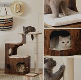 MIRA Home Griffoir - Tour de chat - Vintage - Comfort - Bois - Marron / Zwart - 66x42x88