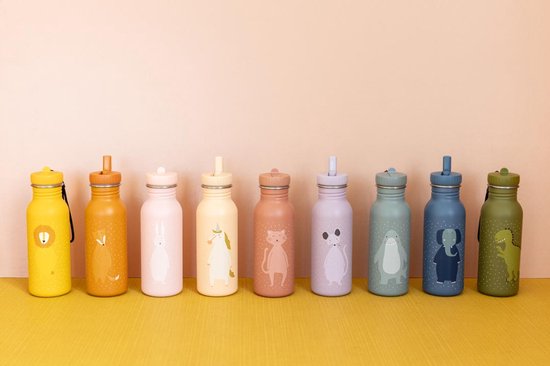 Trixie Drinkfles - Mr. Dino - RVS Waterfles voor kinderen - 500ml - Lekvrije Fles - Groen