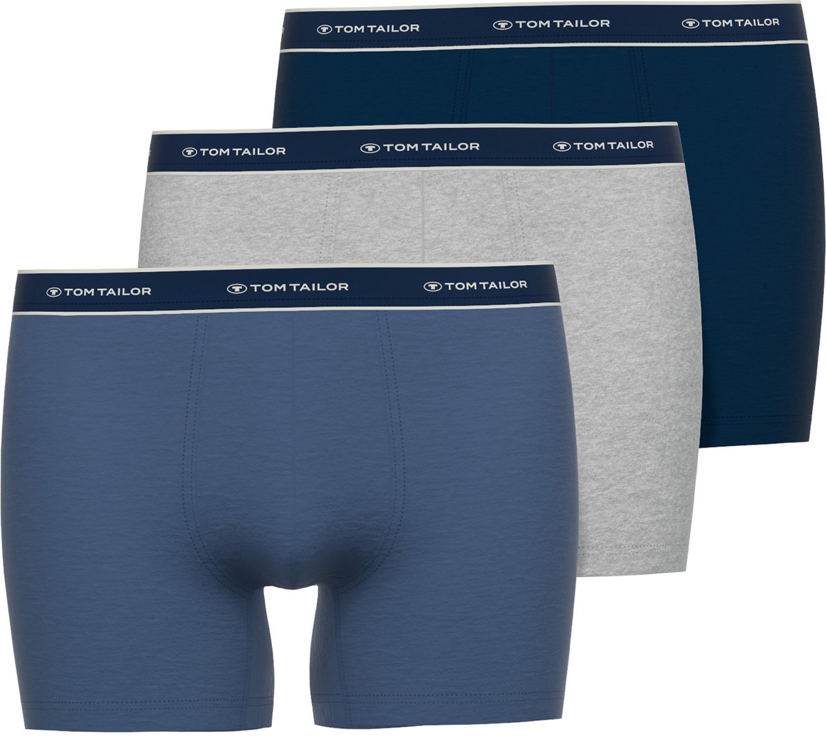 Tom Tailor - Halflange boxershorts in een 3-pack - Maat S - blau-mittel-melange