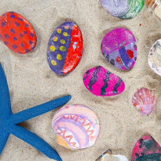 FAAING 24 stuks platte stenen om te beschilderen, 5-8 cm gladde grote kiezelstenen, natuurlijke stenen, decoratieve stenen, natuursteen, riviersteen voor het schilderen van mandala, tuin, bloempotten