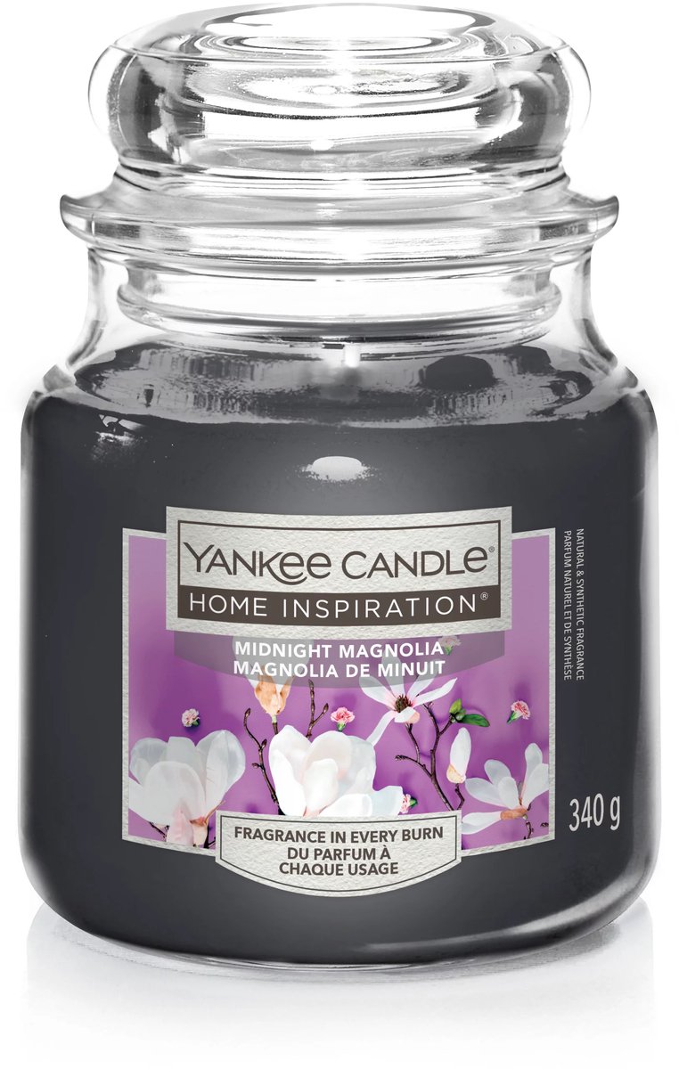 Yankee Candle Home Inspiration - Midnight Magnolia Medium Geurkaars - 75 branduren Paars