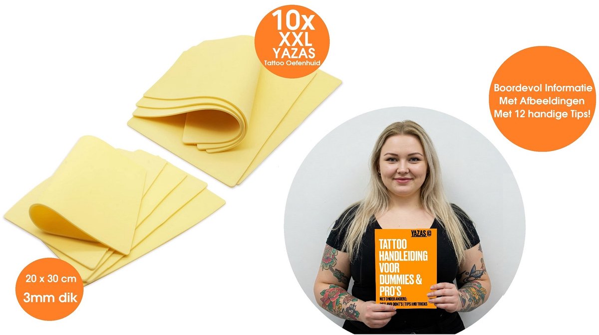 10x XXL Tattoo Oefen Huid 20 x 30cm en 3mm Dik | Kunsthuid | Extra Realistische Siliconen Oefenhuid | Siliconen Oefenhuid| Extra Realistisch | Praktijkhuid | Oefen huid | Nephuid | Fake Practice Skin | Microblading, PMU, Tatoeage Huid Tattoo Skin
