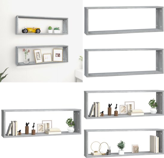 vidaXL Étagères murales Cube 2 pcs 80x15x26-5 cm Bois d'ingénierie Gris Sonoma - Cube mural - Cubes muraux - Étagère cubique - Ensemble d'étagères