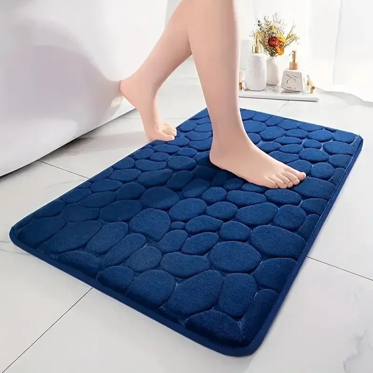 Antislip mat - Badkamer mat - 3D Antislip - Badmat - Vloermat - Deurmat - Machine wasbaar - Sneldrogend - Water opneembaar - Milieuvriendelijk - Badkamer - Woonkamer - Traag schuim - Comfortabel - Absorbeert water - Blauw