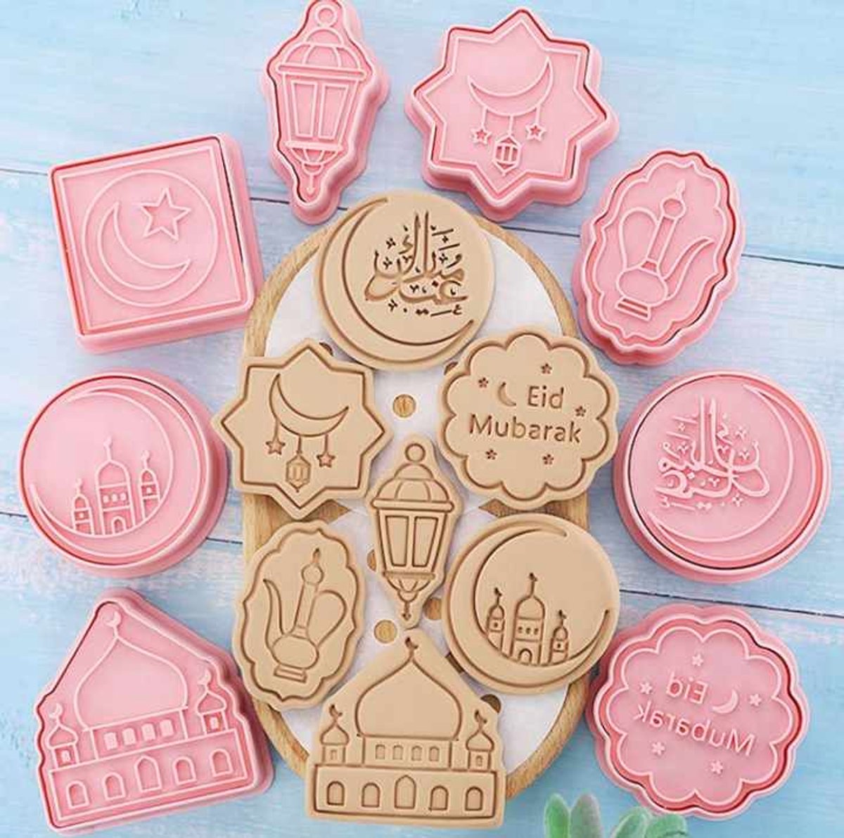 Without Lemon - Set van 8 - Eid Mubarak Koekjes vormen - Cookie Cutter - Cookie Mould - Kinderen - Bakken - Cadeau - Ramadan - Suikerfeest