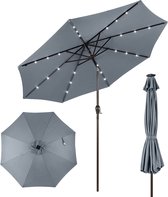 Parasol Met Led-Verlichting Op Zonne-Energie, Tuinparasol 270 Cm, Uv