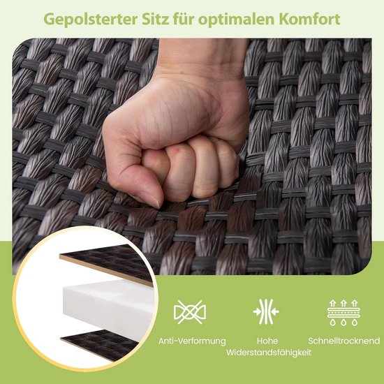 COSTWAY Schommelbank, 2-zits, veranda- en tuinschommel, belastbaar tot 360 kg, hangbank, schommel voor terras en balkon, eucalyptushout