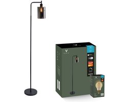 Varin® Design Vloerlamp met Smoke glas - Zwart - incl. E2...