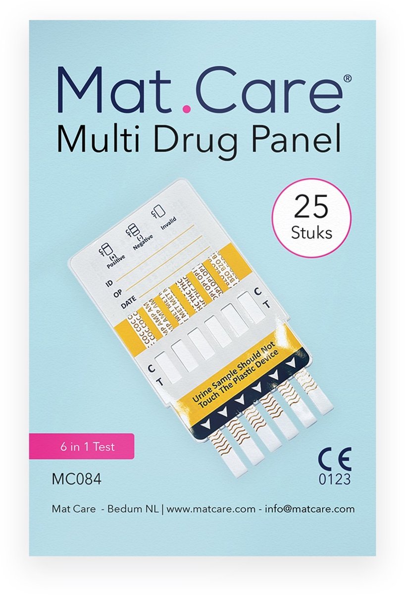 Goedkoopste Mat Care Multi Drug Test - multidrugs test - AMP/BZO/COC/MET/OPI/THC - 25 testen