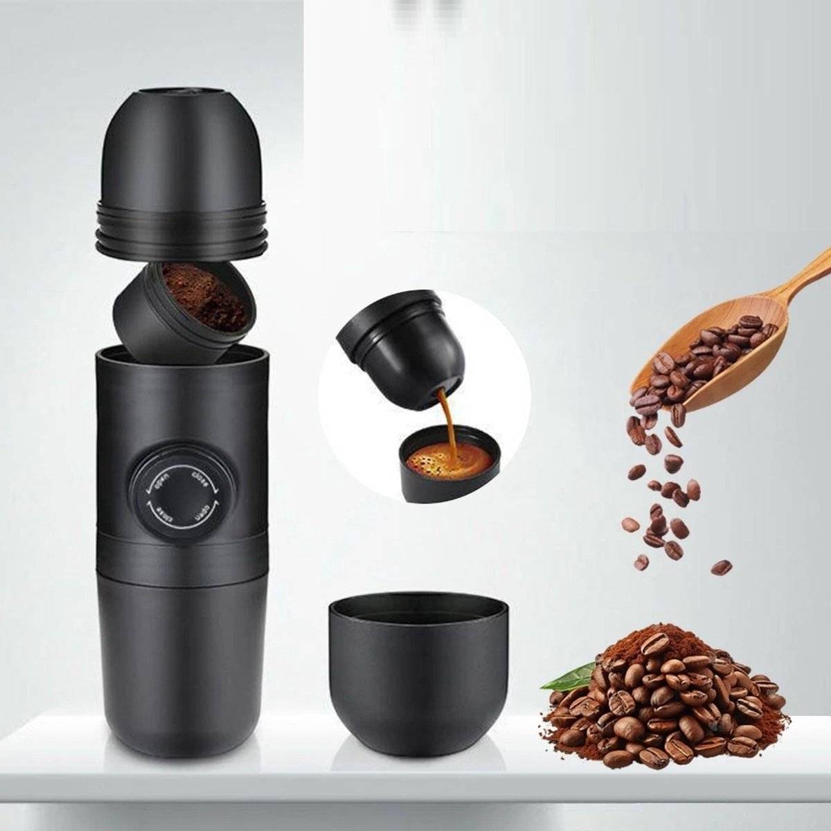 WiseGoods Premium Camping Koffiezetter - Draagbare Espresso Machine - Compacte Koffiemachine - Outdoor Koffie - Coffee Maker — afbeelding 4