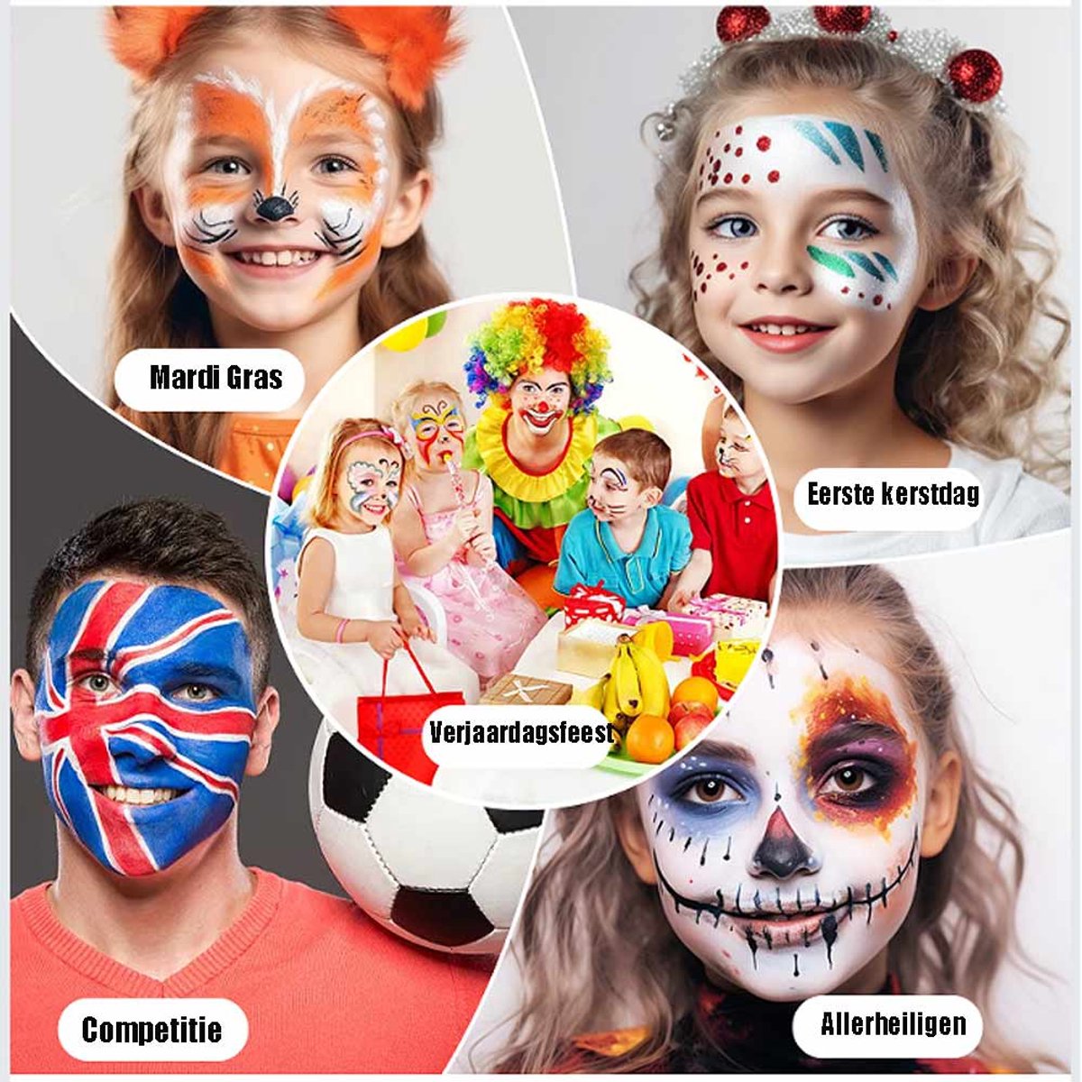 Meedeer Schminkset Kinderen-Schminkset-Make up Kinderen-20 kleuren & 3 penselen - Grime schmink op waterbasis — afbeelding 12
