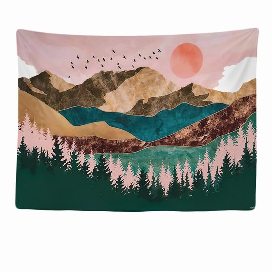 Ulticool Wandkleed 200x150 cm – Natuur Bos Bohemian Hippie – Met Bevestigingspinnen - voor Binnen - Aesthetic Room Decor - Wandtapijt Paas Decoratie Pasen Schilderijen Posters Boho Wandbehang Wanddoek Slaapkamer - Cadeau Vrouw Tiener Meisje
