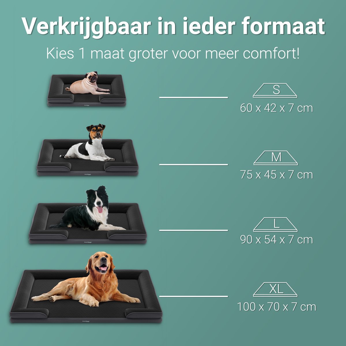 CozySense® Orthopedische Hondenmand 100x70 cm - Maat XL - Waterdicht Hondenbed met Wasbare Hoes - Geschikt Als Benchkussen - Zwart – foto 5