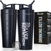 Pulver® - RVS Shakebeker & Drinkfles - 1000 ml Proteïne en Eiwit Shaker - BPA Vrij - Shake Beker - Shaker – Zwart