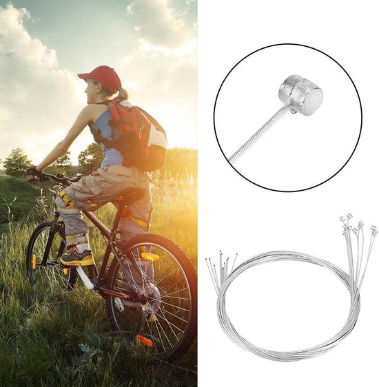 Universele Fietsrem- En Schakelkabelset – Oranje, 5-delig – Voor Mountainbike, Racefiets En Vouwfiets – Incl. Behuizing