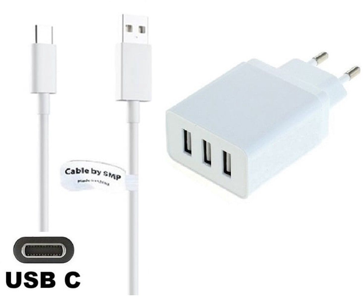 OneOne 3A lader met 3 poorten + 1,0m strerke USB C kabel. Oplader adapter past op TomTom GO Expert Plus, GO Superior, GO Exclusive, GO Expert 7 Plus, GO Navigator, GO Superior, Go Classic, Go Camper Max / PP, Go Professional 2e Gen.