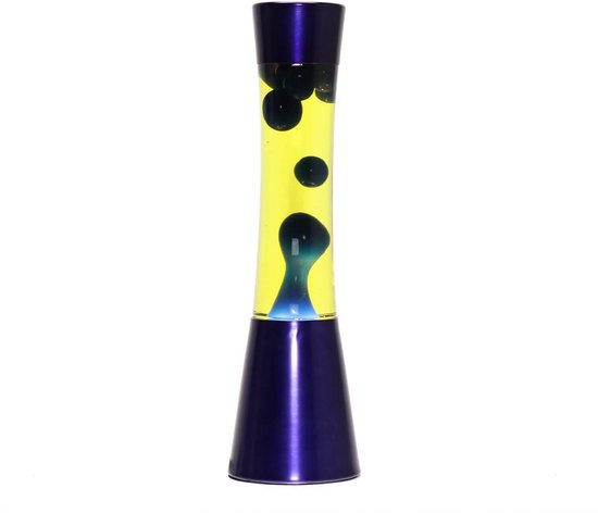 Lavalamp aluminium glas zwart blauw feestzaal jeugd 37,5 cm G9 incl. gloeilamp Magma sfeervolle retro tafellamp YVONNE