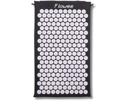 Flowee Spijkermat - Grijs met Wit - 77x45 cm - Acupressuur Mat - Spijkerbed - Acupunctuur - Shakti Massage - Vijf jaar Garantie