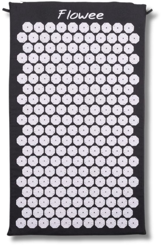 Flowee Spijkermat - Grijs met Wit - 77x45 cm - Acupressuur Mat - Spijkerbed - Acupunctuur - Shakti Massage