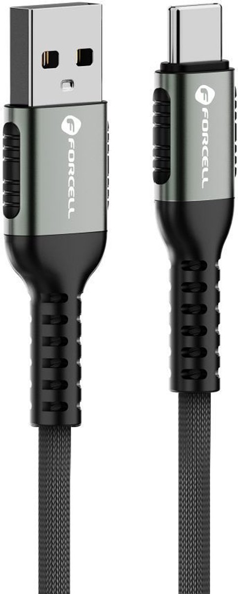 Forcell - USB-A naar USB-C - Universele kabel - Snellader geschikt voor USB-C apparaten - 3 Meter - 66W - Zwart