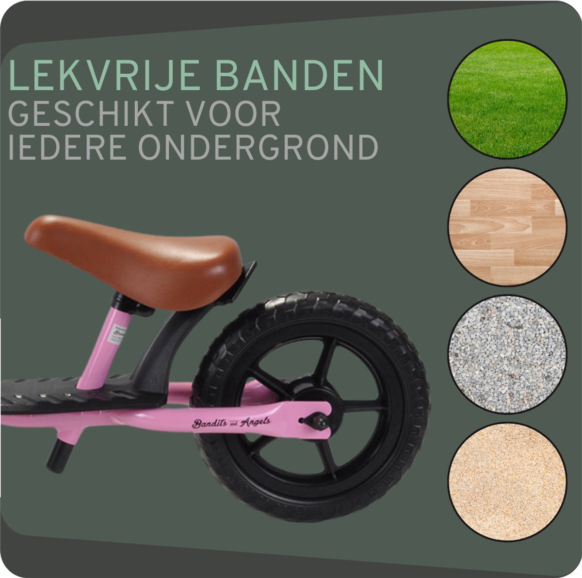 Bandits & Angels Metalen Loopfiets Met Mandje Starter Roze met Voetenplank vanaf 2 Jaar - Limited Edition - Roze Loop Fiets - Verstelbaar Zadel 29 tot 39 cm - Voor Jongens en Meisjes - Compact en Veilig - Lage Instap met Voetenplank — afbeelding 8