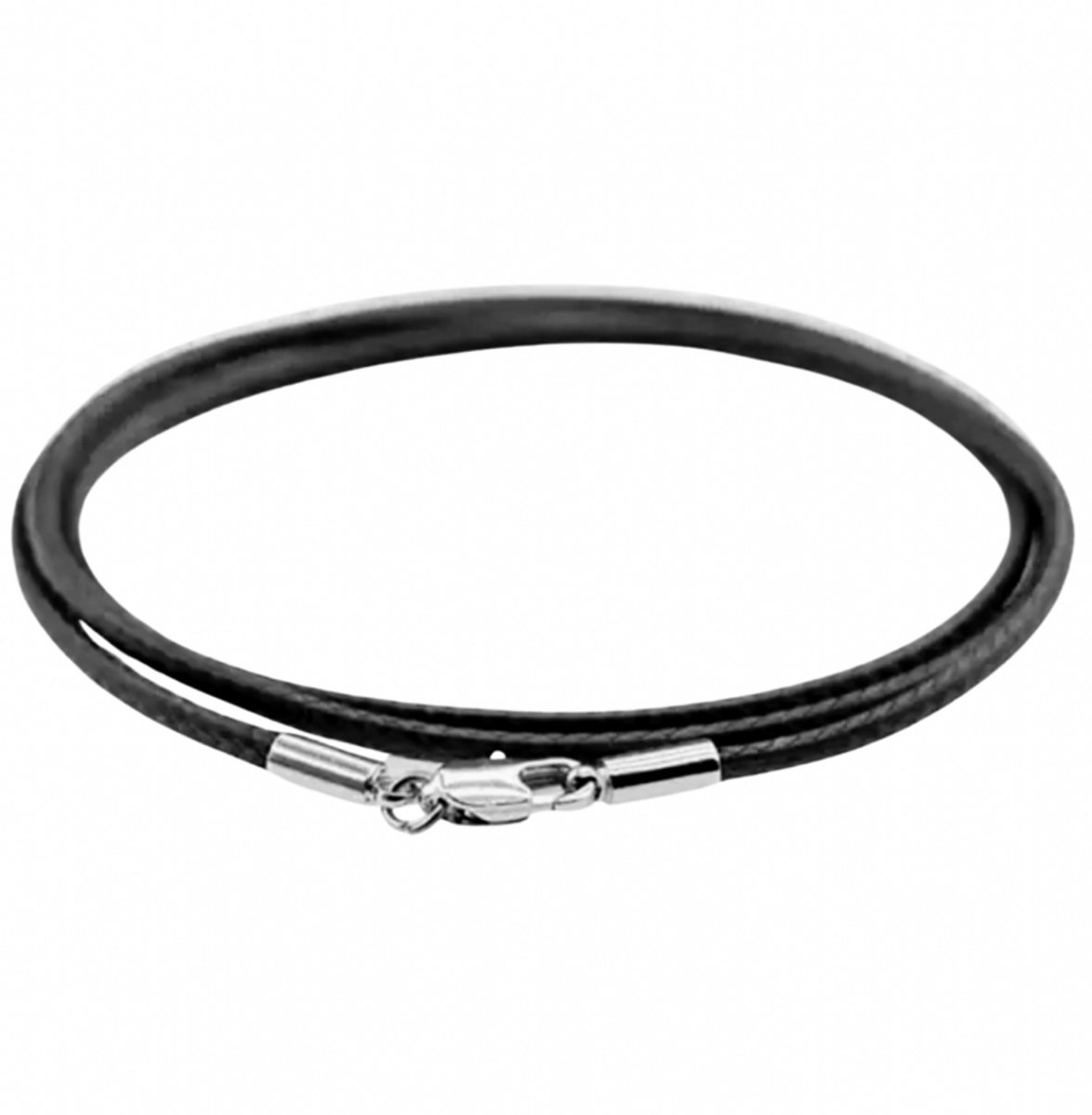 Basis luxe-koord ketting-Leer-Zwart-80 cm-2 mm- Sieraden maken- Charme Bijoux