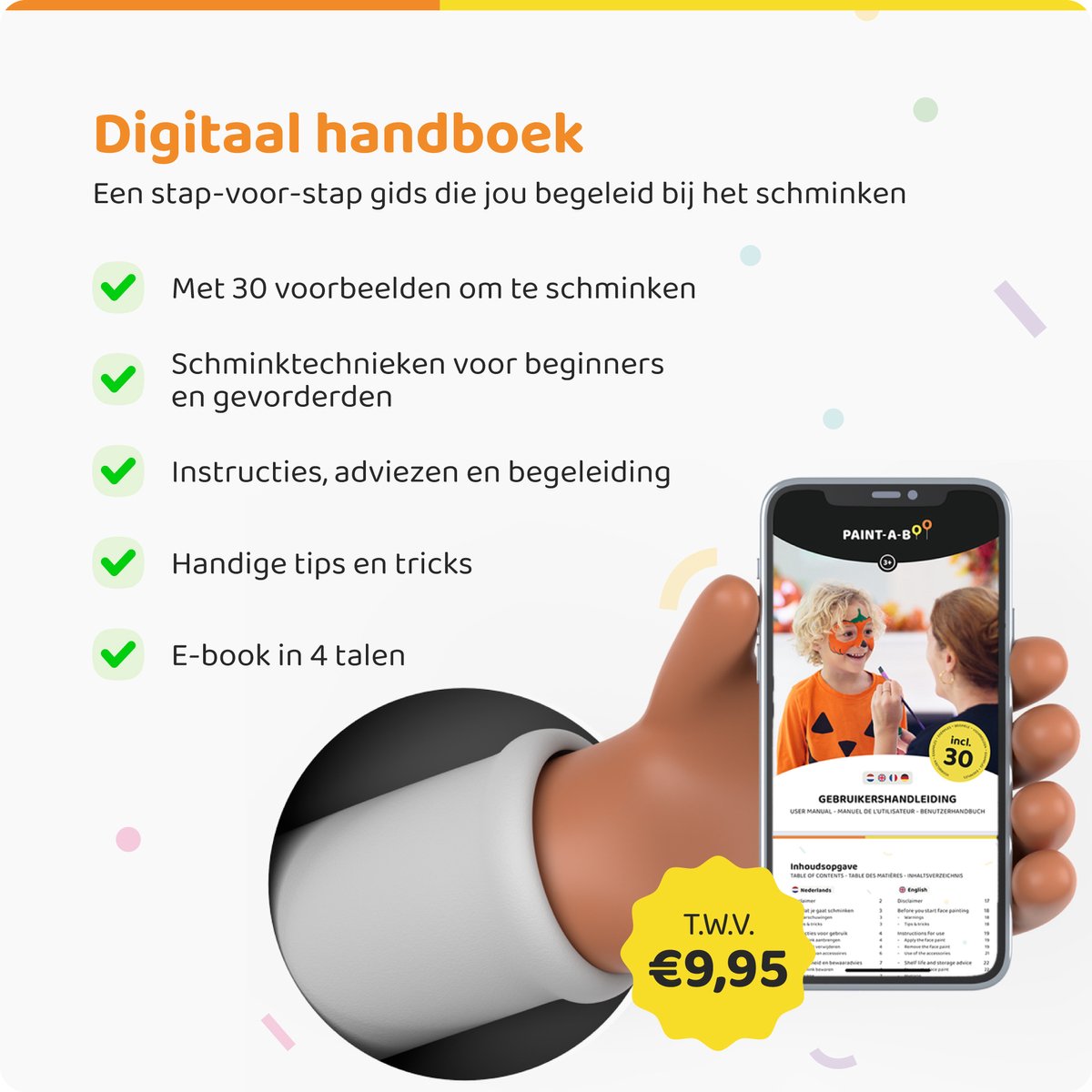 Paint-A-Boo Schminkset Kinderen - Waterbasis - 42 kleuren - Voor 100 gezichten – Met 30 Voorbeelden — afbeelding 4