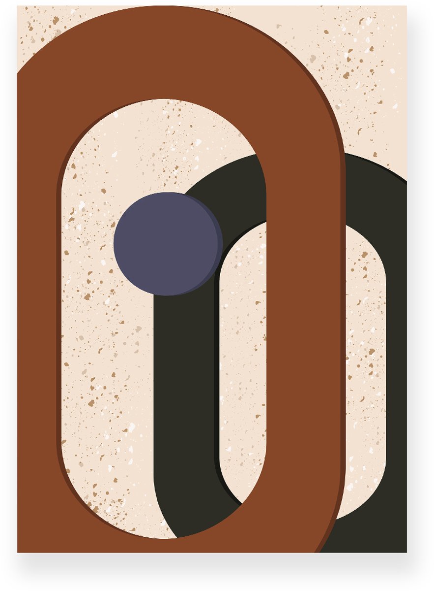 Yisual Poster 30x40 cm - Ovalen - Terrazzo - Beige - Bruin - Abstract - Modern - Muurdecoratie - Wanddecoratie