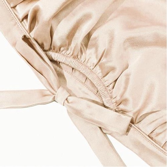Silky Nights® Zijden Slaapmuts – 100% Moerbei Zijde Bonnet – Maat S/M - 19 Momme – Verstelbare Silk Bonnet – Zachte & Stralende Haarverzorging – Haarnetjes - Champagne Kleur – Unisex
