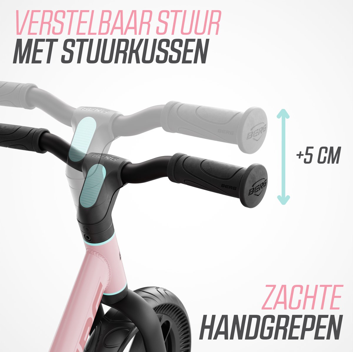BERG MOOV10 Loopfiets - 2+ jaar - 10 inch - Lichtgewicht - Anti-lek EVA Banden - Verstelbaar Stuur en Zadel - Roze — afbeelding 6