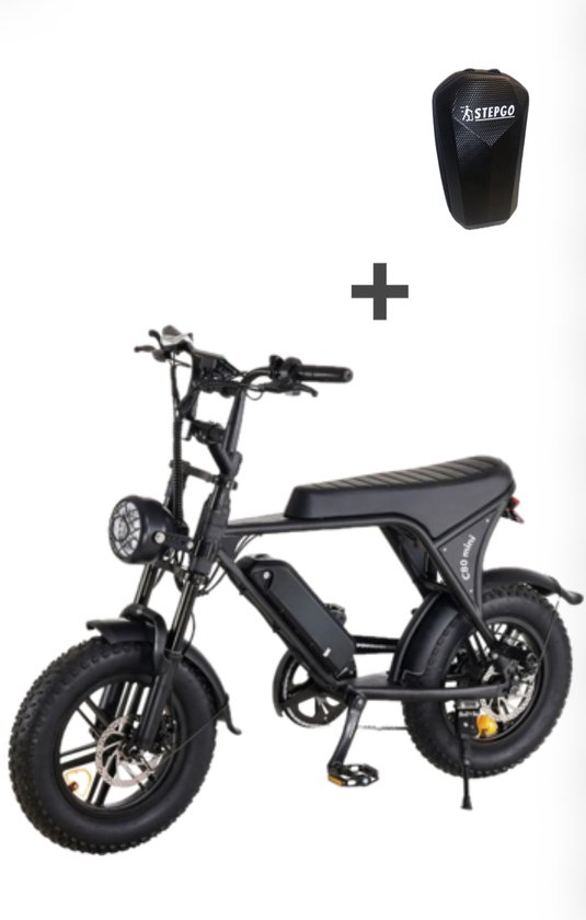 mini fat bike c80 mini | elektrische fiets | fat bike | electric bike | zwart / licht blauw |