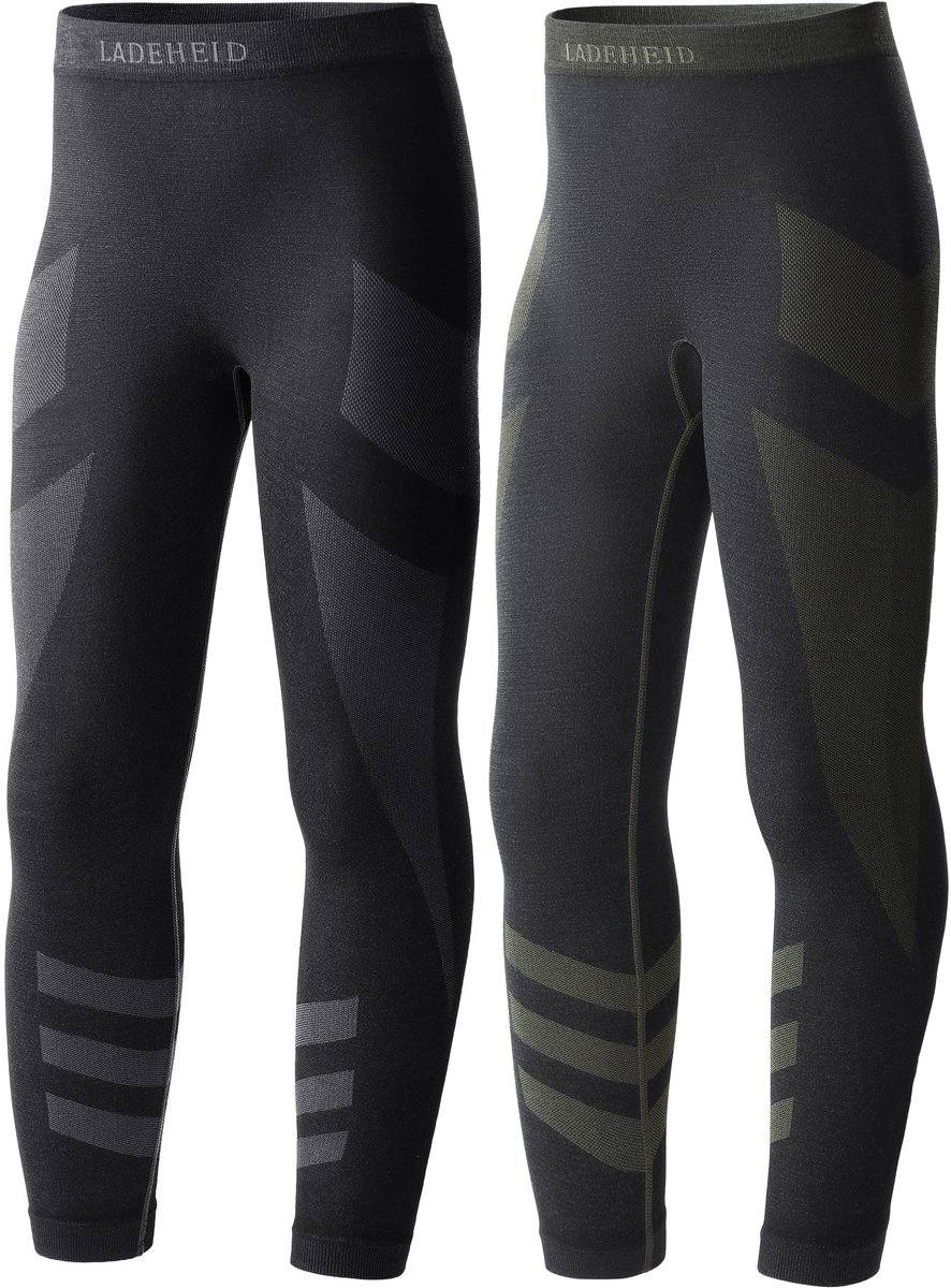 Ladeheid Thermobroek 2 Pack Set - Thermo ondergoed - Kinderen - Jongen - Meisjes – Grafiet/Kaki – 146-152 - LA-LA40-KIDS-Pants-2B