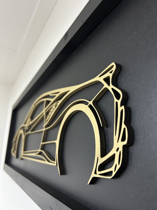Décoration murale Ferrari - Décoration murale Ferrari 488 avec cadre - Panneau mural en bois - Art Ferrari 488 - Décoration murale Mancave - Peinture Ferrari line art - supercar