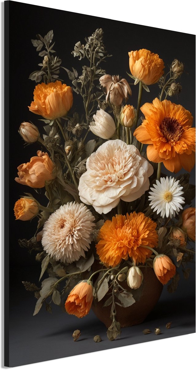 Wanddecoratie Metaal - Aluminium Schilderij Bloemen van herinnering - 120 x 80 cm - Bloemen - Muurdecoratie woonkamer en slaapkamer - Inclusief ophangsysteem - Klassiek - Modern - Displate alternatief