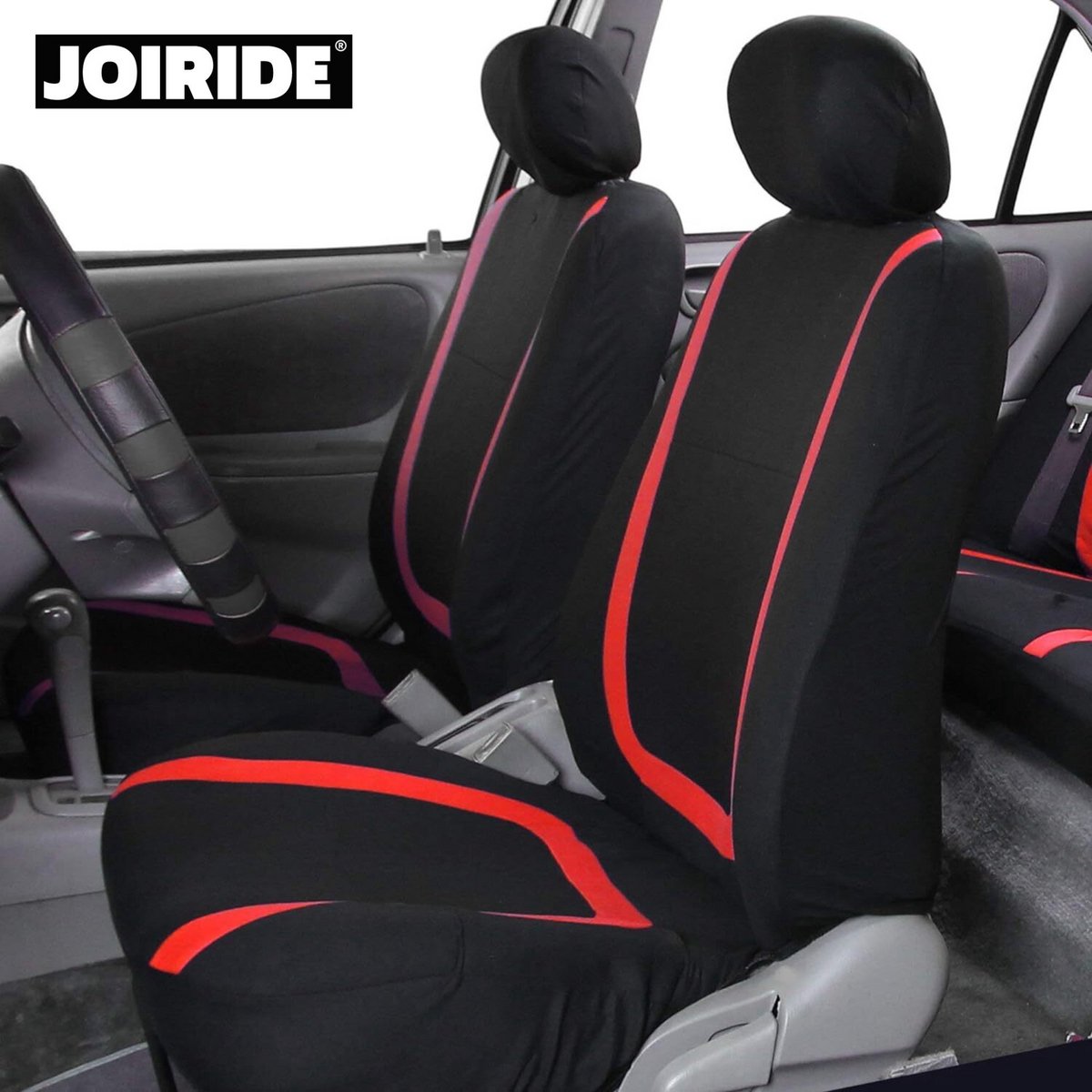 Joiride - Autostoelhoezen - Stoelhoes Auto - Autostoelhoezen voor Auto - Auto Stoelhoezen - Autostoelbeschermer - 9-Delig - Rood - CARFIT – foto 5