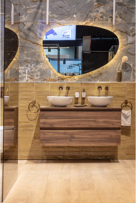 Adema Chaci Meuble bas de salle de bain - 120cm - 2 tiroirs - sans poignées - noyer (bois)