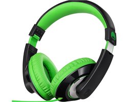 StayPowered Kinderkoptelefoon - Perfect Geluid & Ultiem Comfort - Verstelbaar - HD Microfoon - Kraakhelder Stereo - Zachte Oorkussens - Duurzame Kabel - 3.5mm Jack - Zwart/Groen - Levering Sneller dan Aangegeven!
