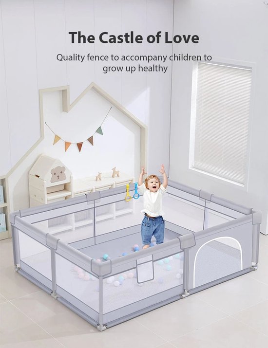 Parc Bébé Démontable Avec 50 Balles - 180x120x66 Cm, 4 Bandes, Grille De Protection, Pour Intérieur/extérieur