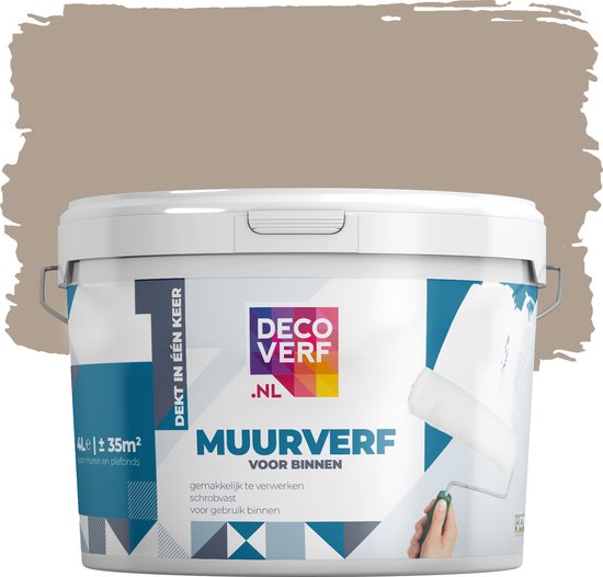 Emmer Decoverf muurverf kaki bruin 4L