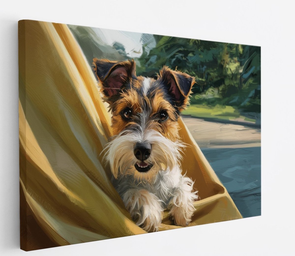 Saammp Canvas Schilderij - Terrier - Hond - Natuur - Dieren - 40x30 - Foto op canvas - Wanddecoratie - Muurdecoratie Woonkamer - Slaapkamer decoratie - Canvas Print Multicolor