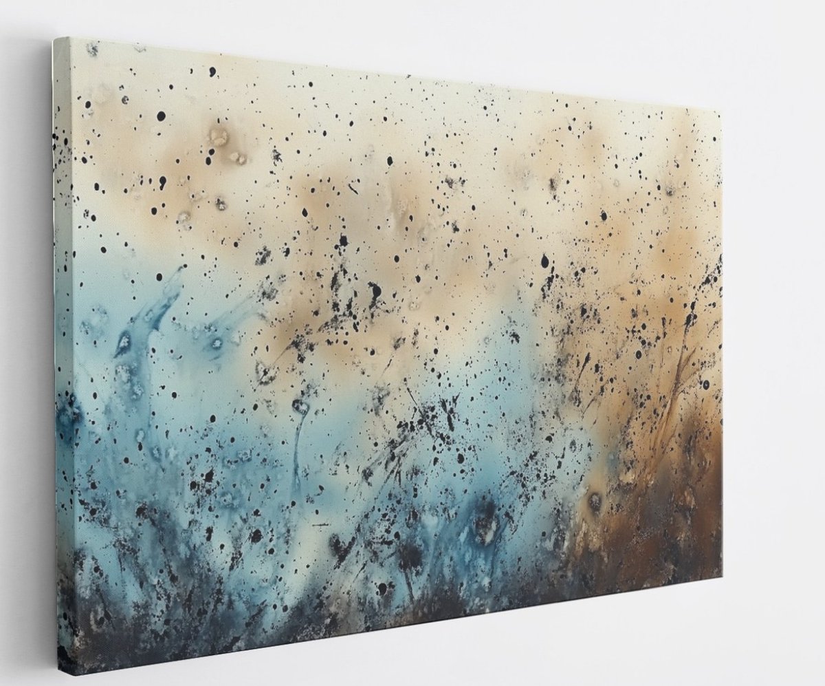 Saammp Canvas Schilderij - dynamische spikkels - Abstract - 100x75 - Foto op canvas - Wanddecoratie - Muurdecoratie Woonkamer - Slaapkamer decoratie - Canvas Print Multicolor