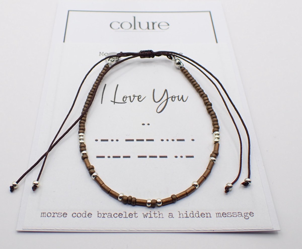 Colure® morse code armband bruin I Love You