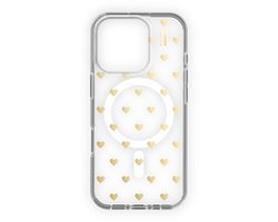 iDeal Of Sweden Clear Case met magnetische ring geschik voor IPhone 16 Pro Max Golden Hearts