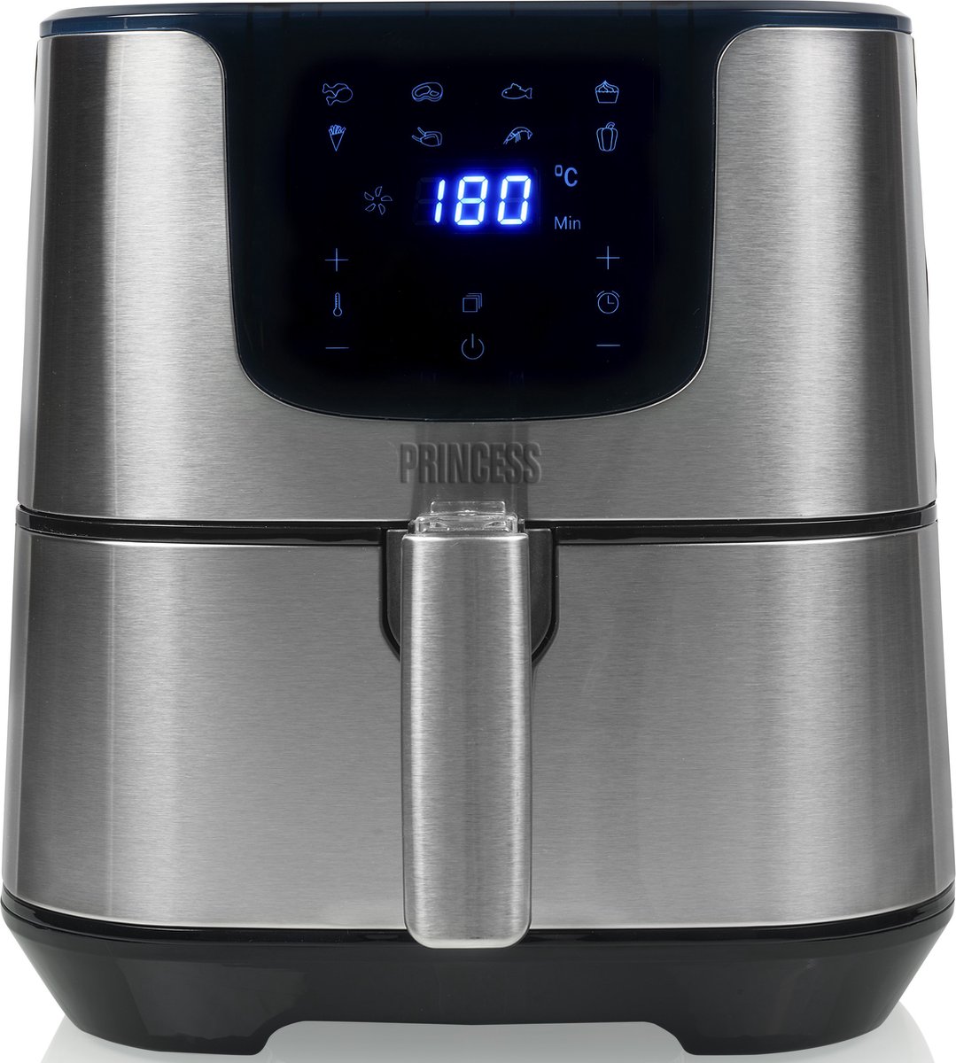 Princess Digitale Airfryer Deluxe XXL 182060 – Heteluchtfriteuse - 5.5 liter - 8 voorgeprogrammeerde programma’s - Inclusief airfryer mandje - RVS