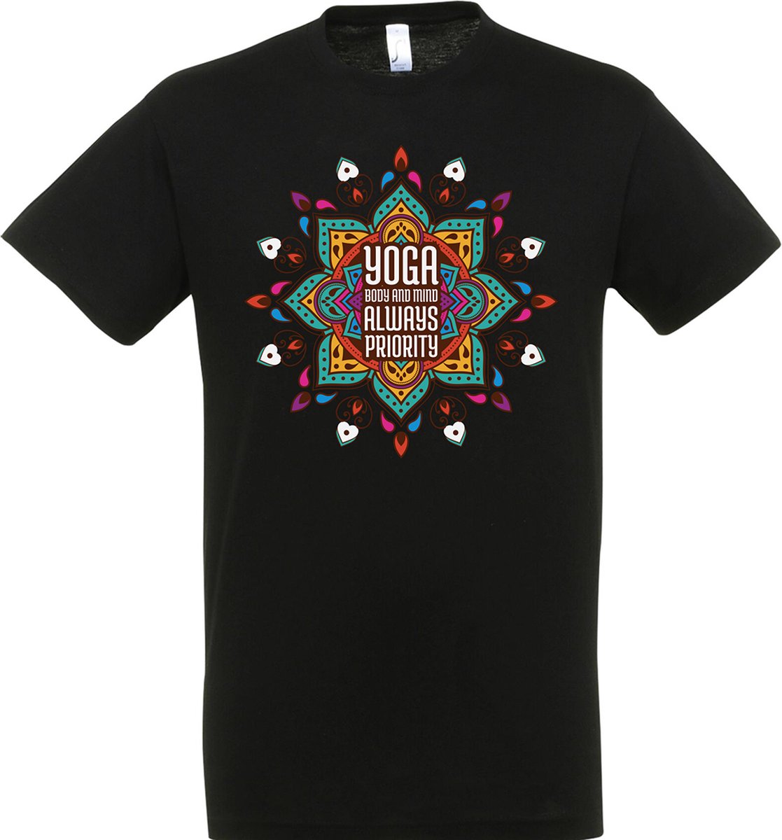Yoga Body And Mind Always priority T-shirt - Maat L - Yoga T-shirt - Meditatie - yoga kleding