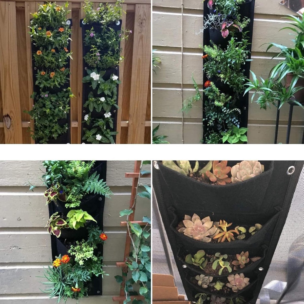 Verticale Tuin met Watersysteem - Verticale Moestuin - Plantenbak – Plantentoren – Moestuinbakken – Kweekbak – 7 Zakken - Zwart – foto 5