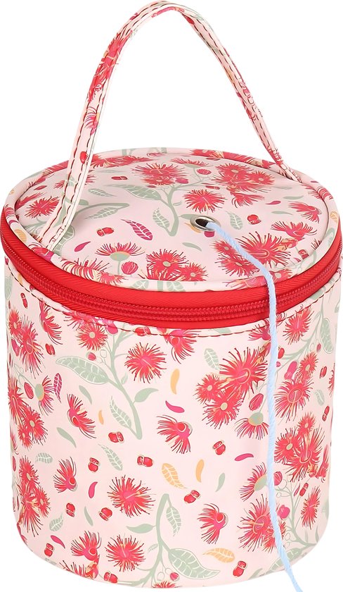 OUDE EAN - Mini Breitas - Wolhouder - Haaktas - Garenhouder - Garentas - Handwerktas - Rode Bloemen