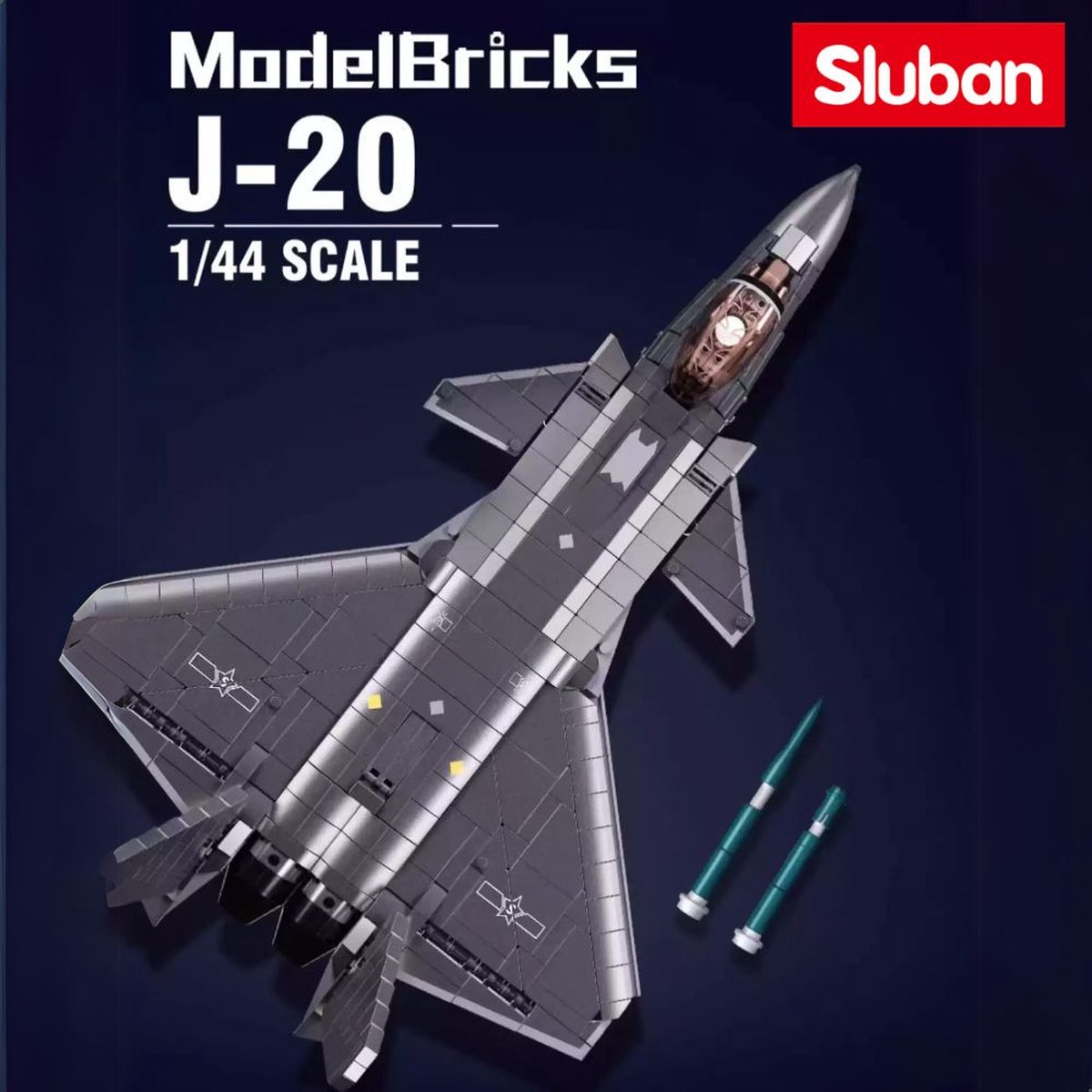 Sluban - J20S Straaljager met LED verlichtingen | WW2 army luchtmacht | Technic creator ideas educatief leger speelgoed | Expert bouwpakketten voor volwassenen | Classic icons vliegtuig modelbouw | 953 bloks — afbeelding 14